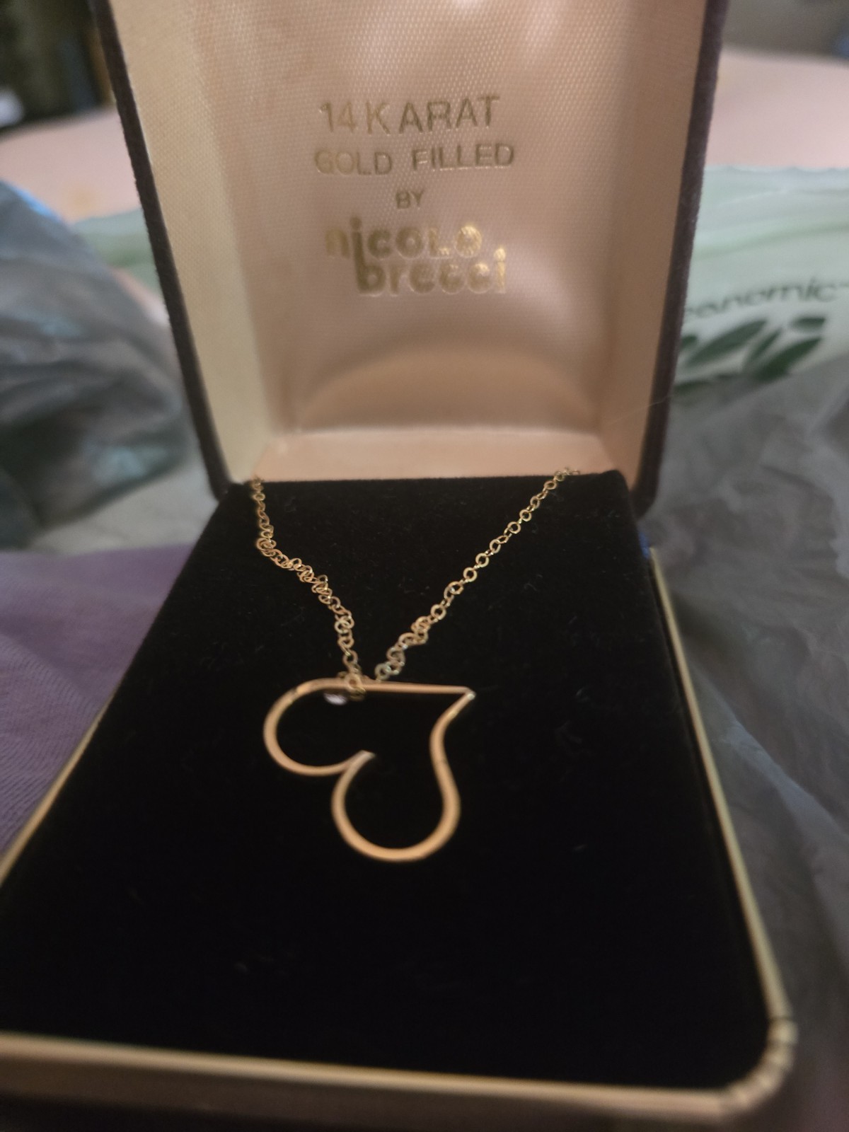 14 karat gold chain necklace With Heart & Diamond