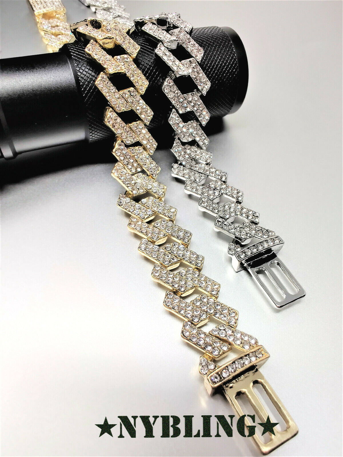 Miami Cuban Prong Link Necklace / Bracelet Gold Plated Men Iced CZ Hip Hop Chain