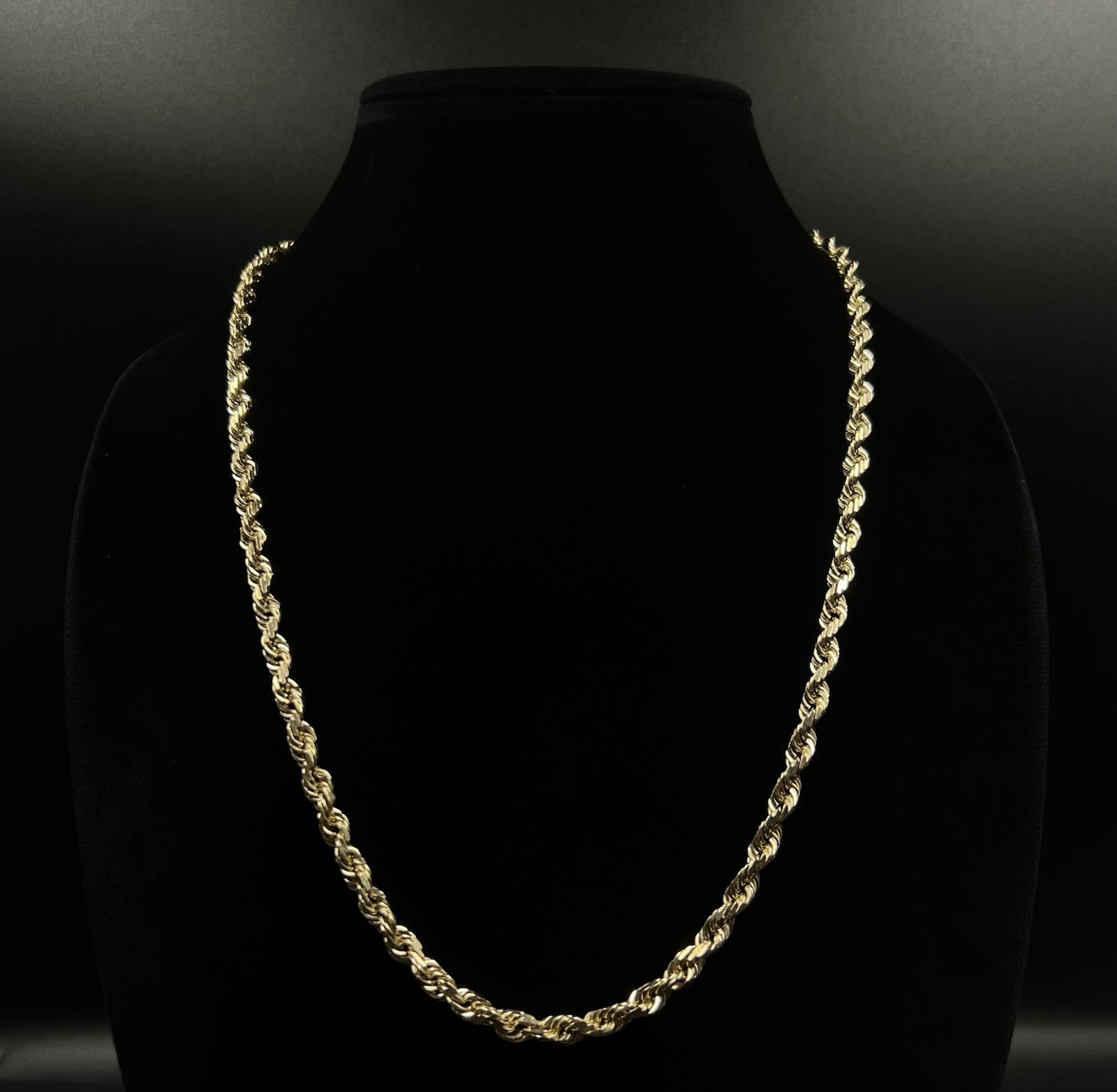 24” 10K Solid Yellow Gold Diamond Cut Rope Chain | 48.93g | 5.5mm | Lobster |