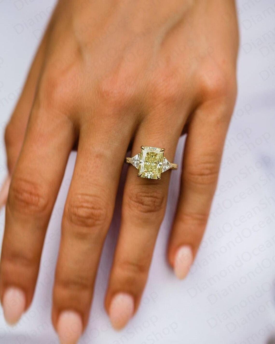 5 CT Canary Radiant Cut Yellow Moissanite Promise Engagement Ring in 935 Silver