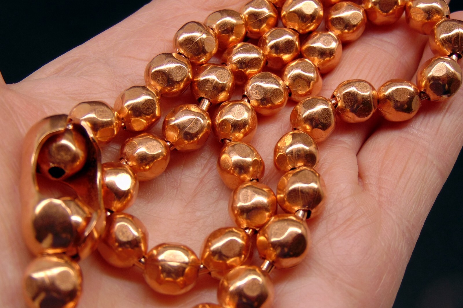 COPPER BALL CHAIN Necklace or Bracelet Statement Size 9.5mm Round + Faceted Bead