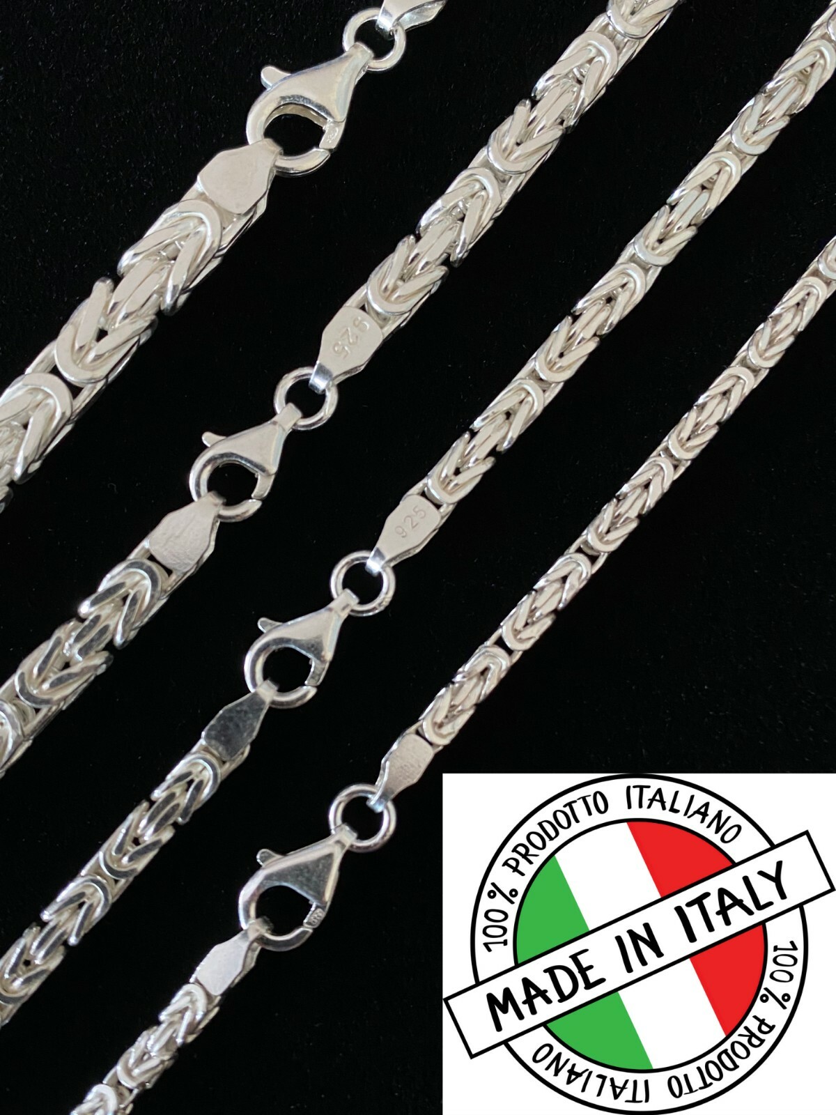 Real Solid 925 Sterling Silver Byzantine Rope Chain Mens Necklace 2.5-6mm 18-30″