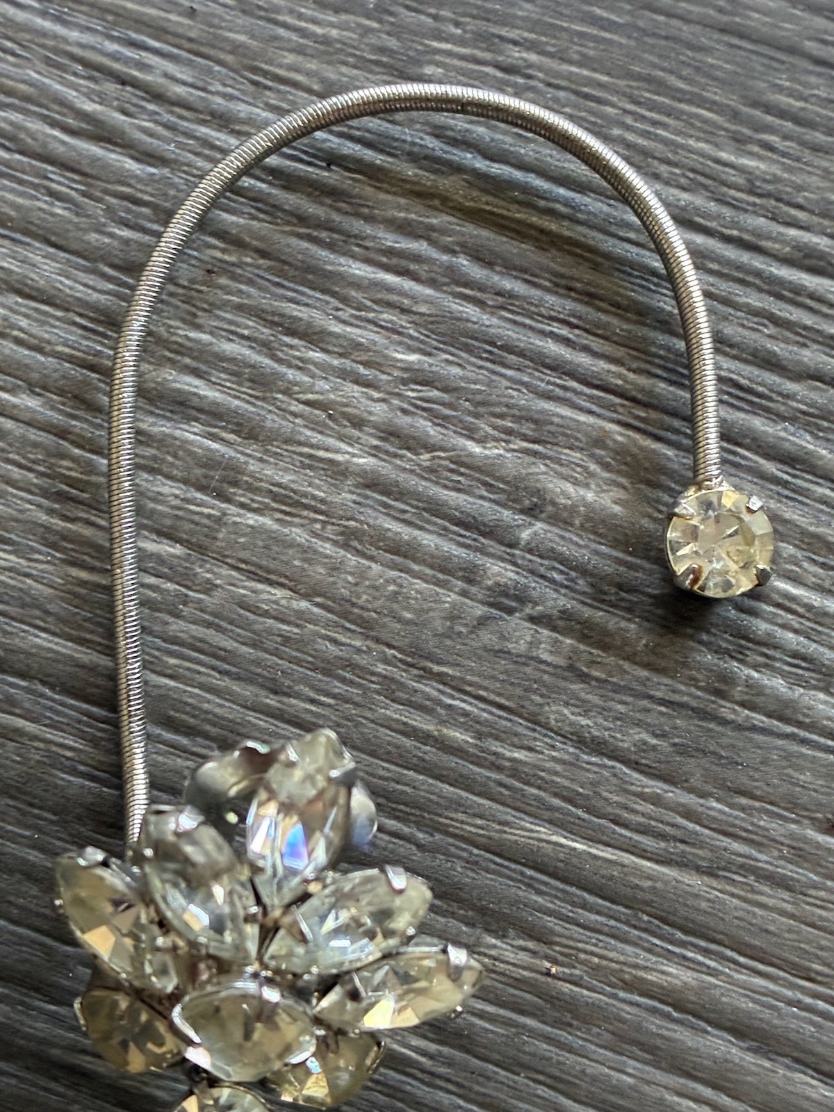 Rare Vintage 1950s Boucher STYLE Earrite Rhinestone + Pearls Earring SINGLE
