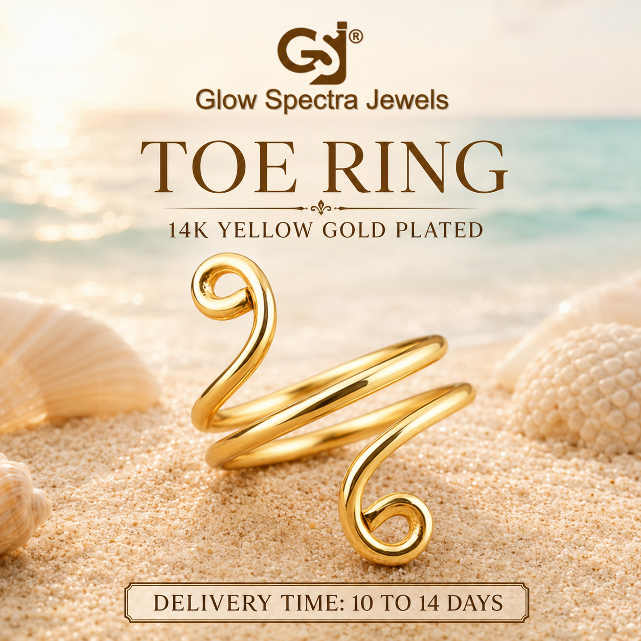 Wire Wrapped Toe Ring Women Solid 925 Sterling Silver 14k Yellow Gold Plated