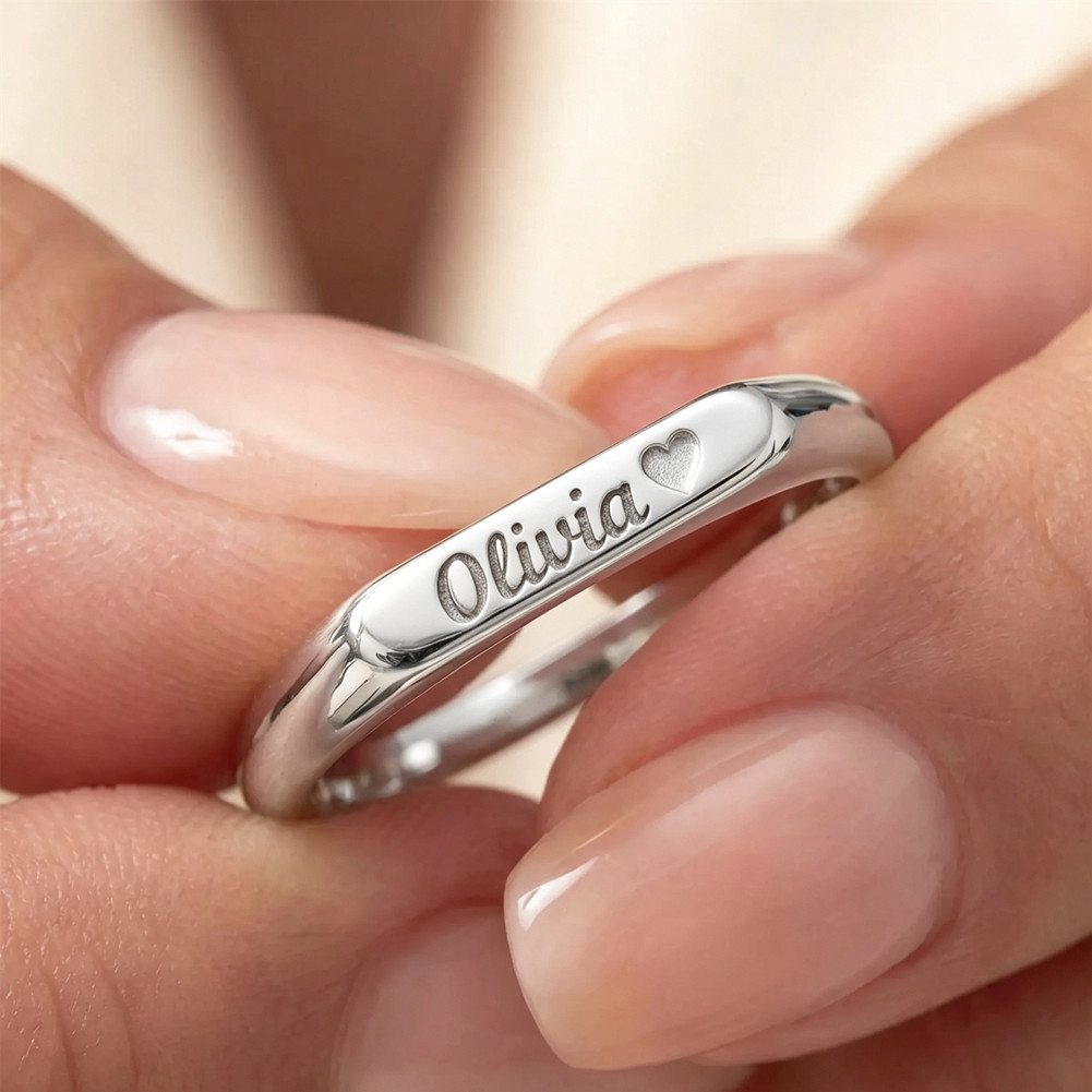 Custom Engraved Ring Personalized Custom Name Ring Custom Skiny Band Ring