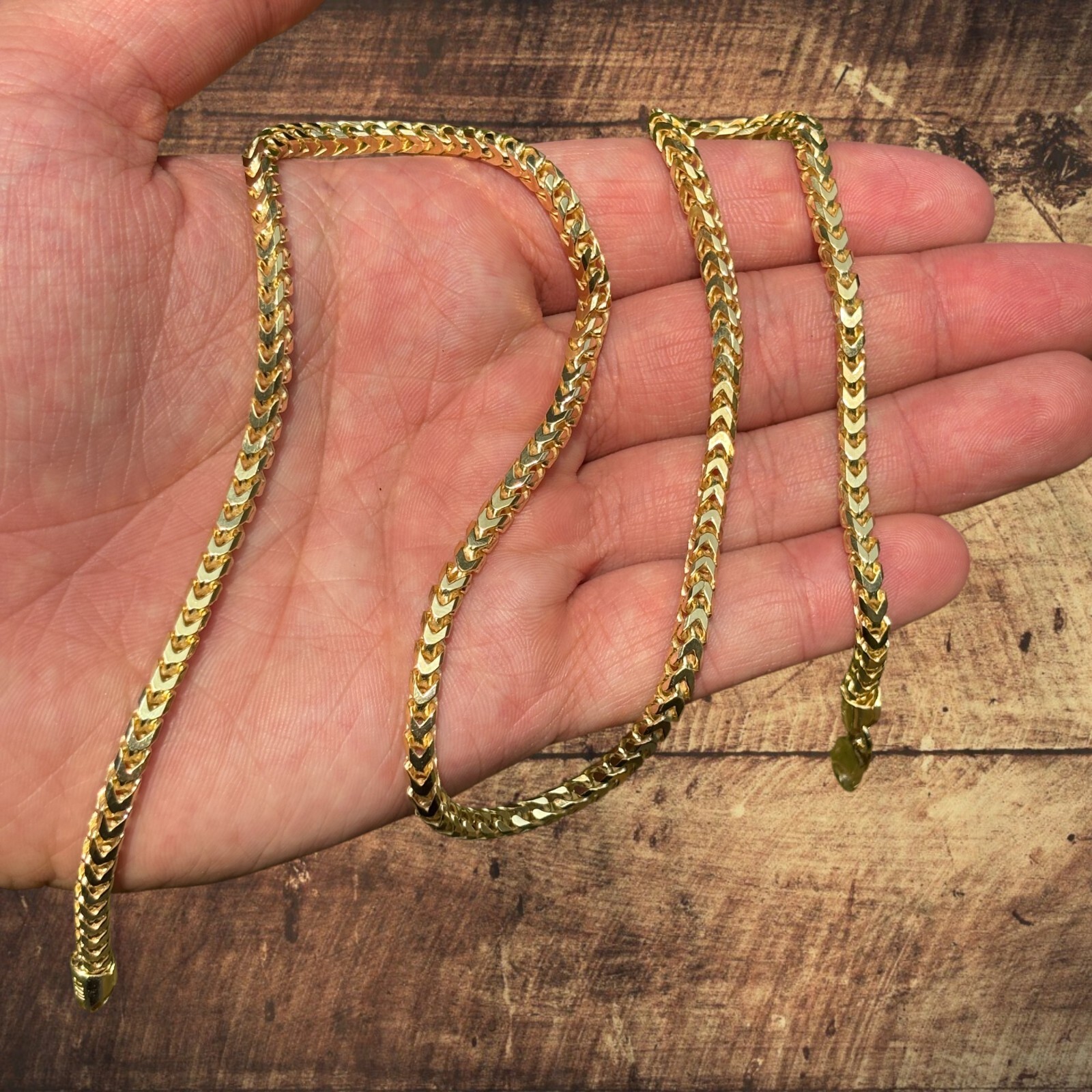 4mm Franco Chain Necklace – Real Solid 925 Sterling Silver Or 14k Gold Vermeil