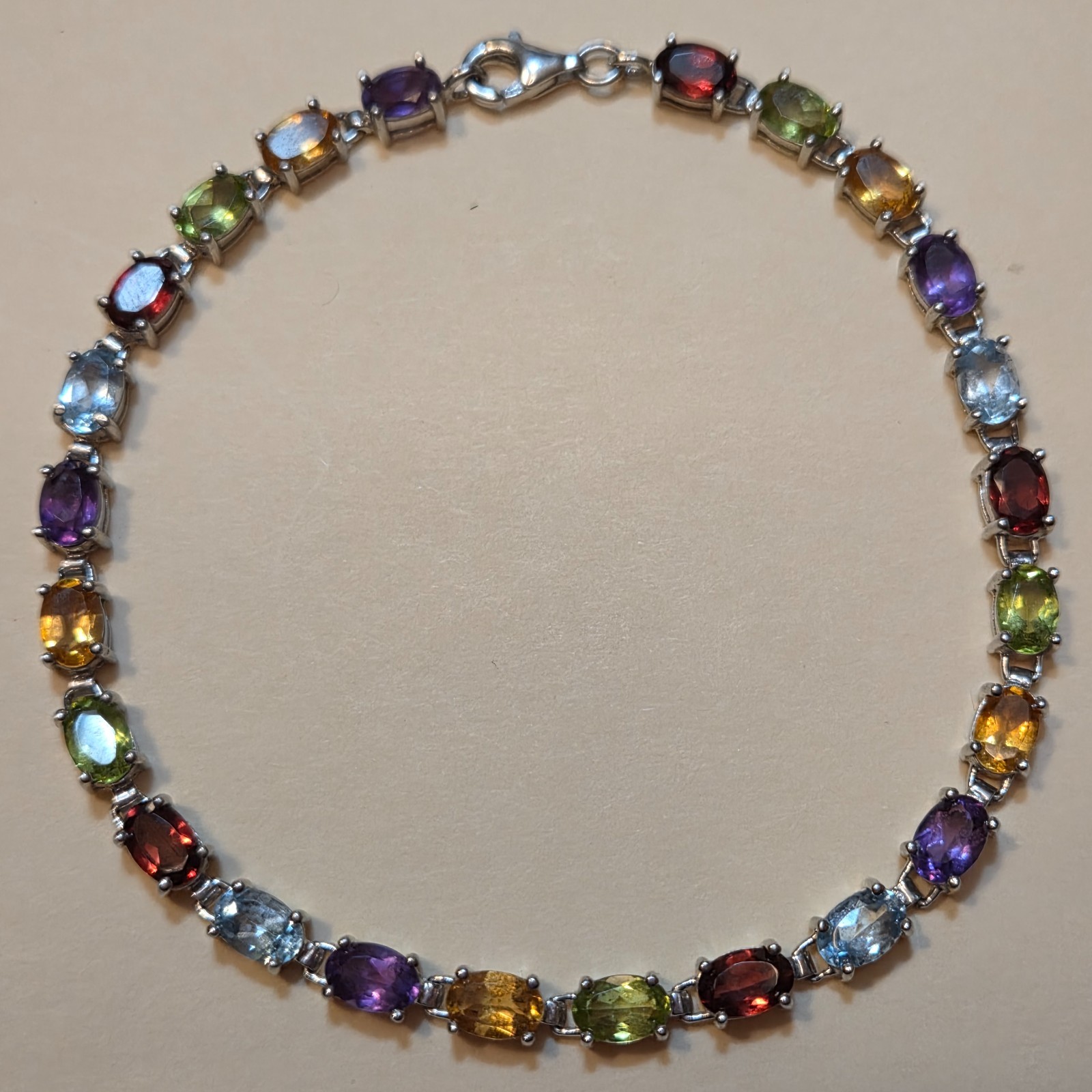 sterling multi color gemstone tennis bracelet