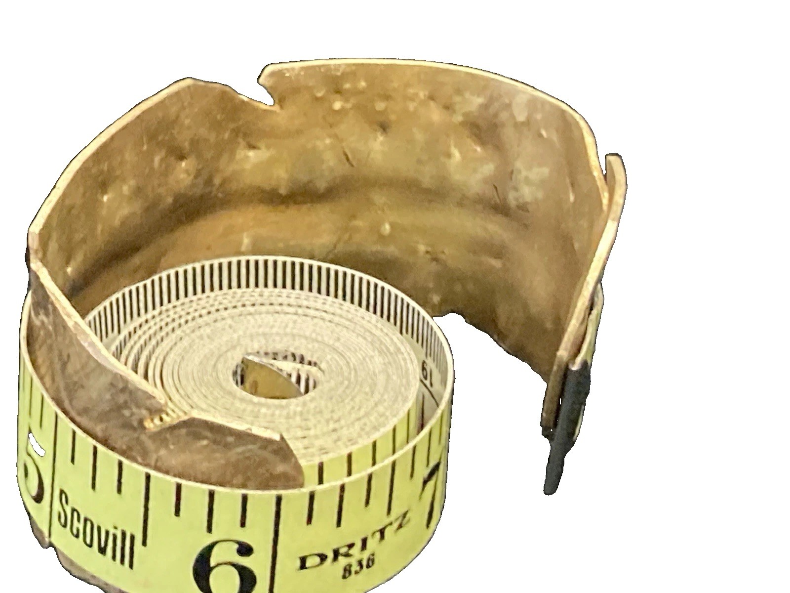 Handcrafted Brass Gold-Tone Cuff Bracelet Asymmetrical Unisex Adults 6 in