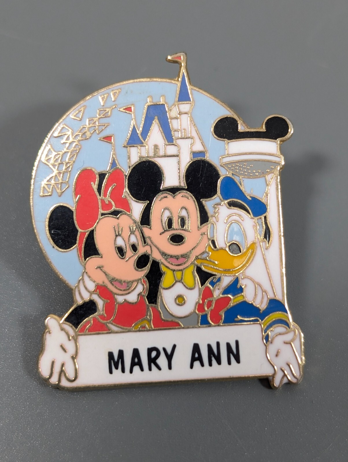 Vintage Disney Magic Kingdom Mickey Minne Donald Mary Ann Name Pin Enamel