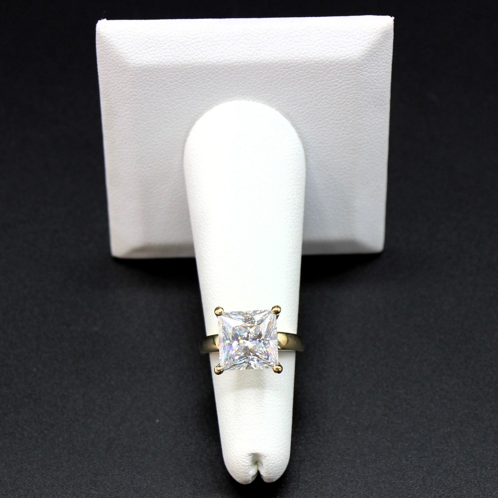 4 Carat Diamond Ring Engagement REAL 14k 6.80gm Man Made Wedding Vacation Size 5