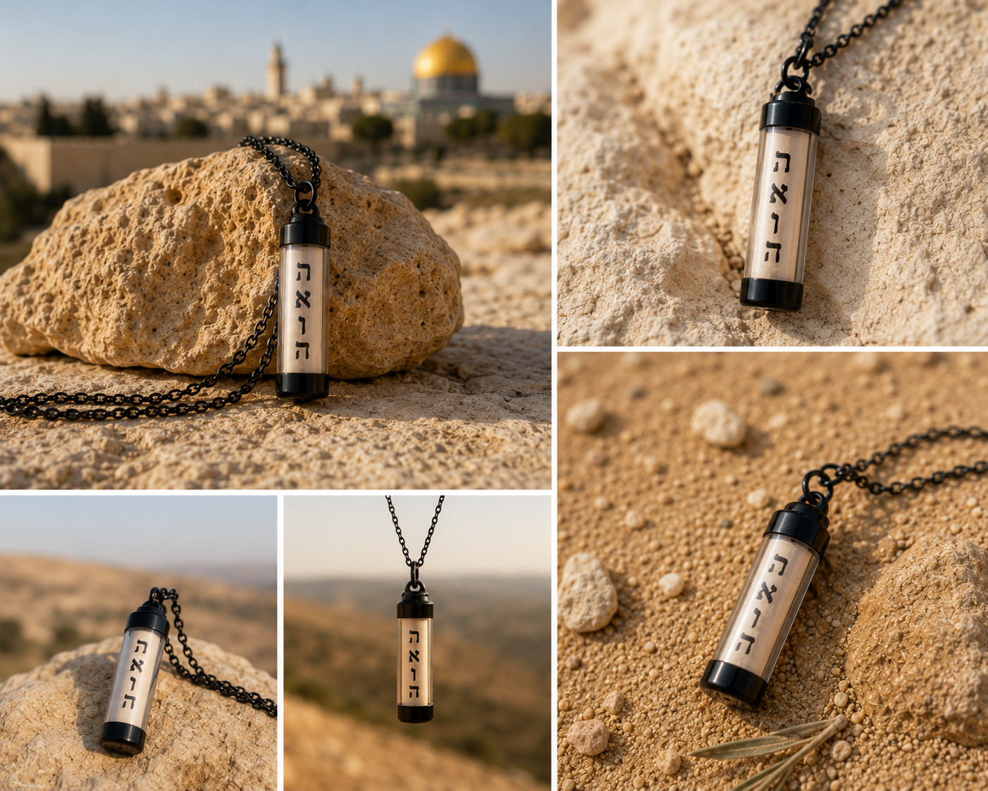 Personalized Hebrew Name Parchment Necklace | Holy Land Gift | Handmade Pendant