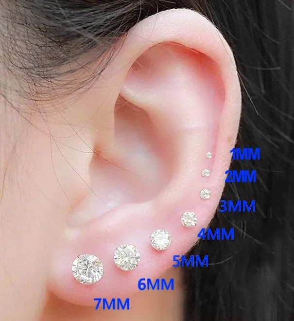 Women Round LAB GROWN Diamond Studs Earrings in 925 Silver