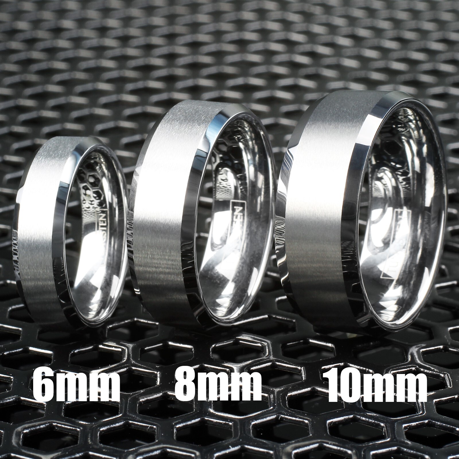 Personalized Tungsten Carbide Men’s Ring Brushed Center Wedding Band Jewelry