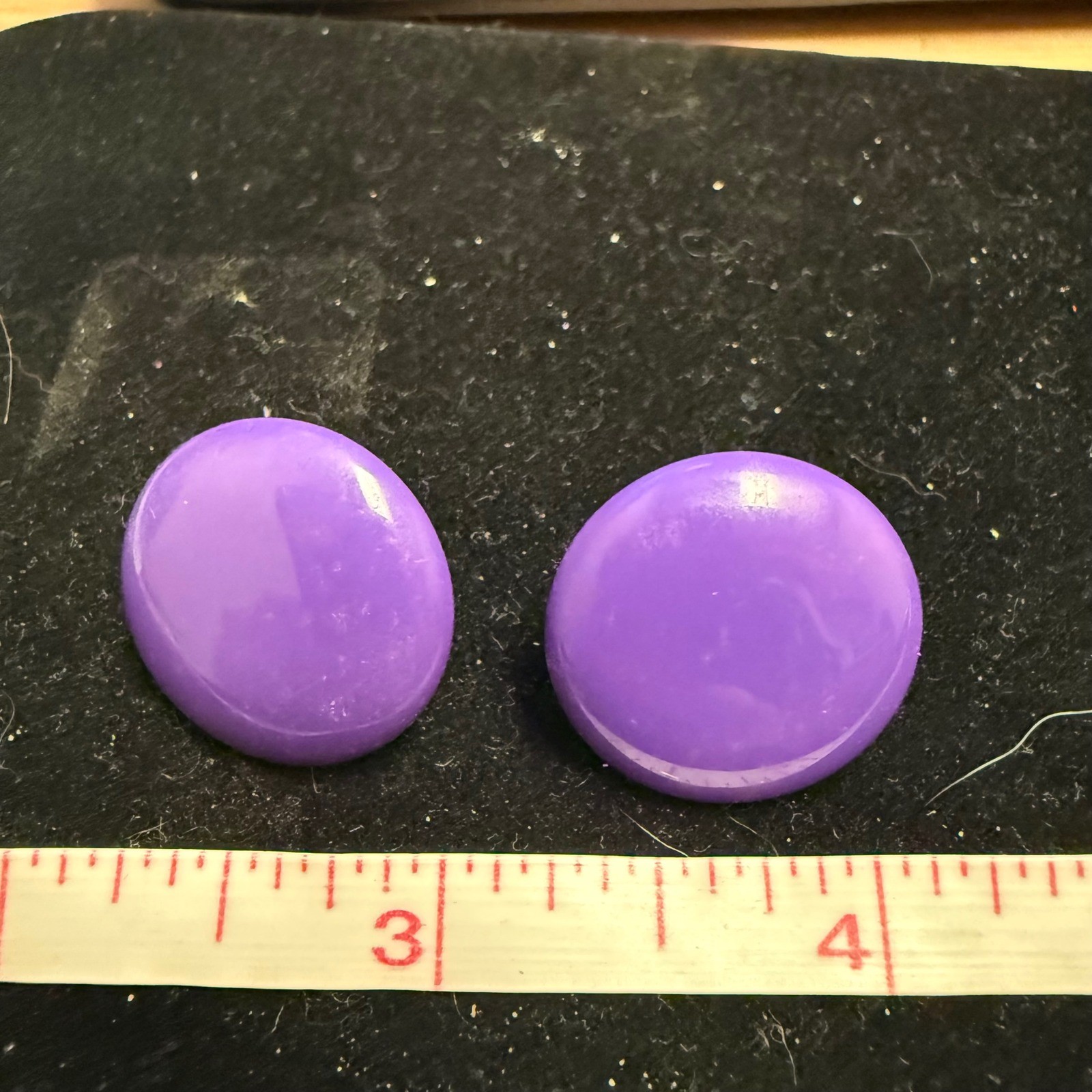 Vintage Style Oversized Purple Round Button Stud Earrings Large Glossy 1.25 Inch