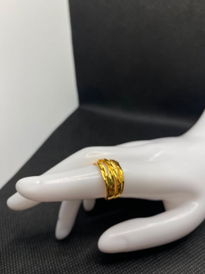 Gold Ring Statement Multi Layer Band Rings Size 7 Women Fashion Jewelry Gift
