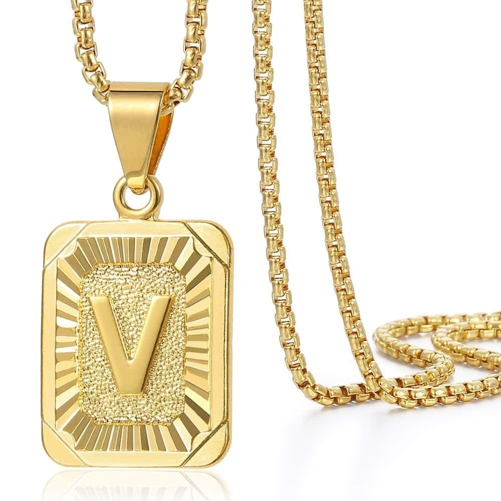Trendsmax Initial R Pendant Necklace Gold Plated Stainless Steel 22inch