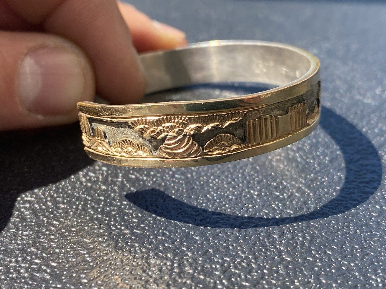 12K Gold Filled Sterling Silver Cuff Becenti Jr BCT Native American Story Teller