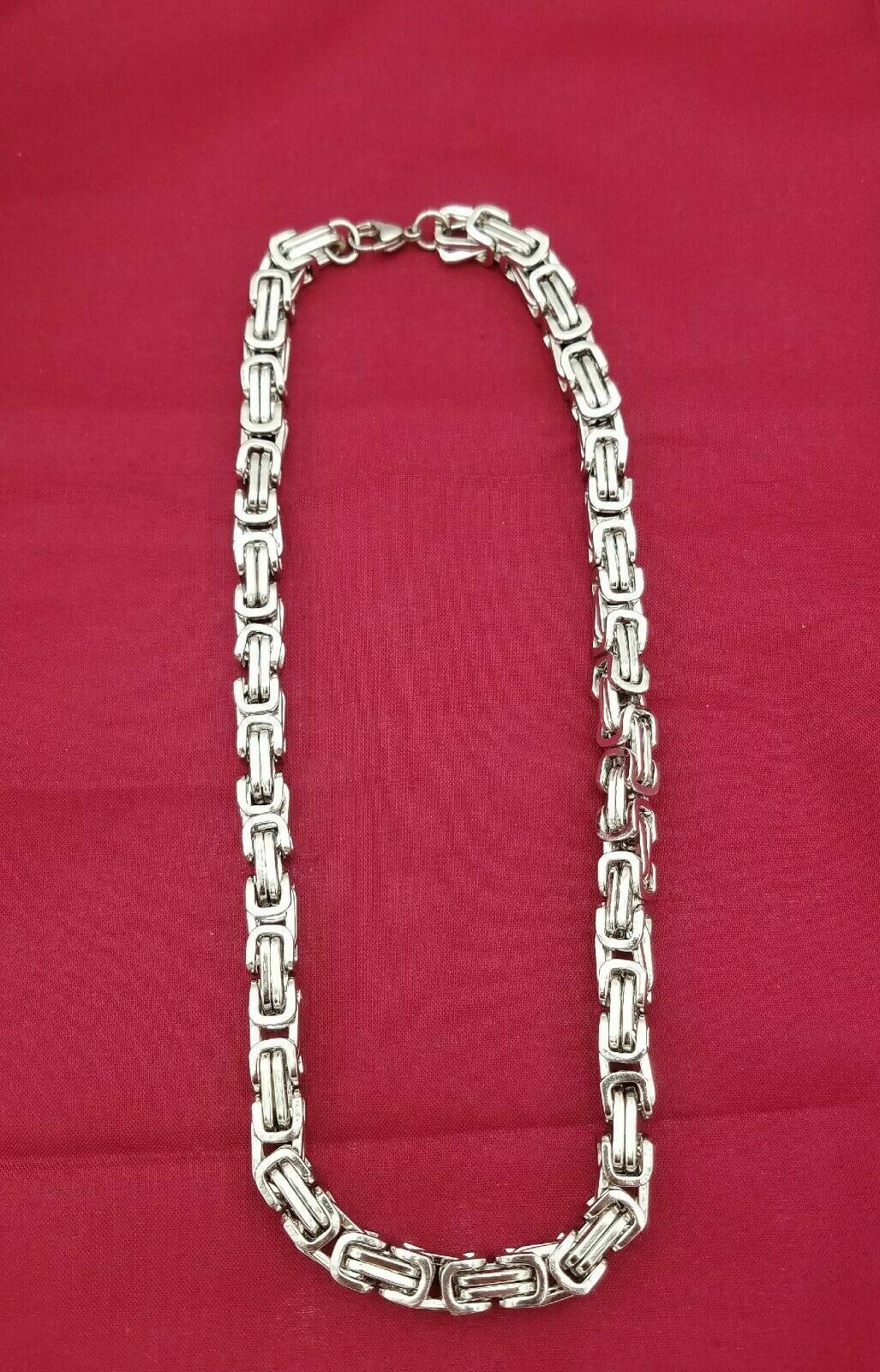 8″–44″ STAINLESS STEEL SILVER 8MM BYZANTINE TURKISH BOX CHAIN NECKLACE