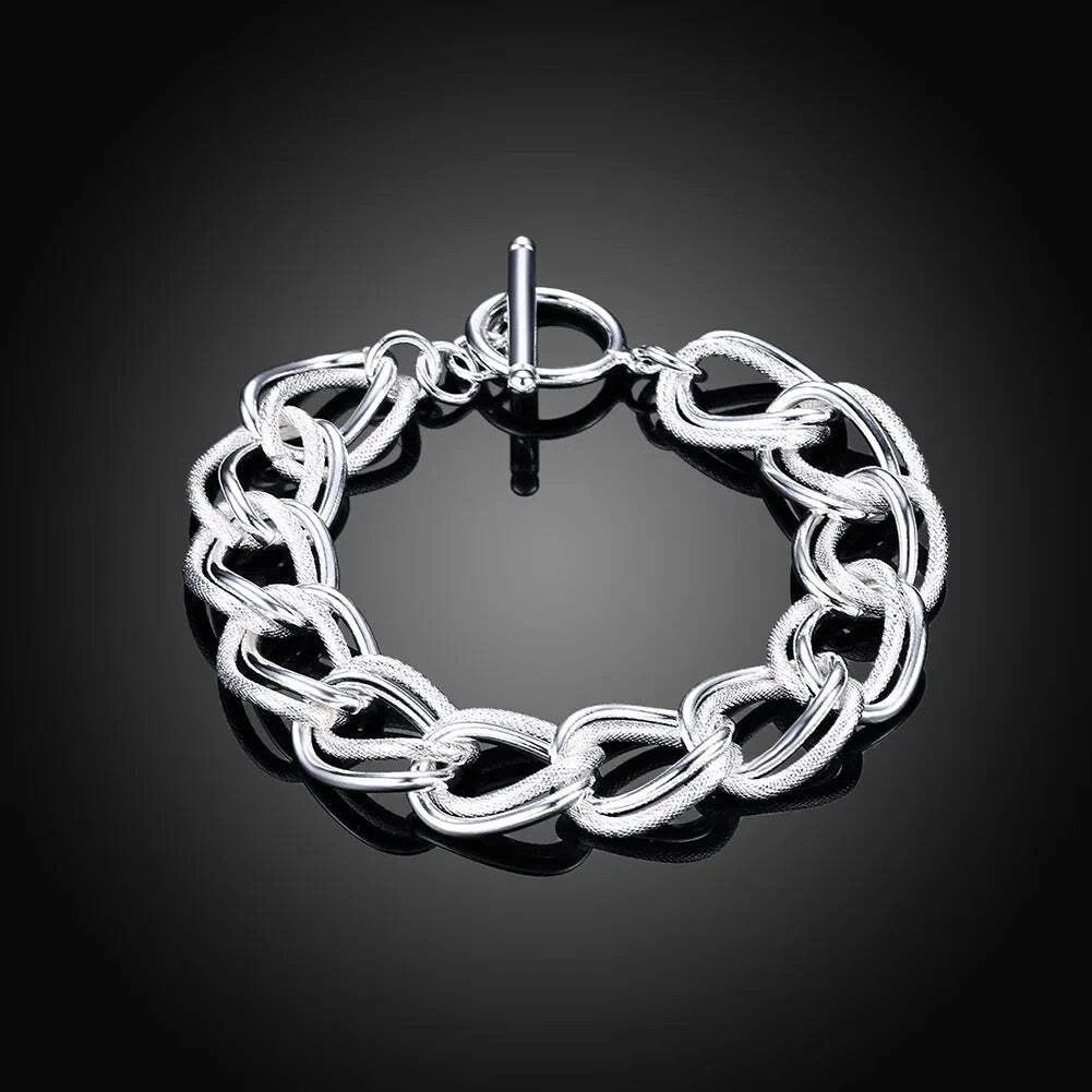 925 Sterling Silver Bracelet Round Mesh Bracelet for Women Engagement
