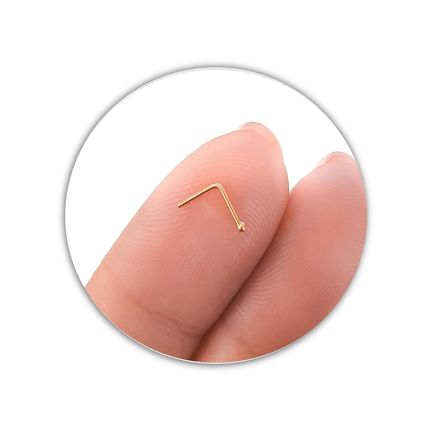 1mm Ball Nose Stud 14k Gold Filled Tiny Nose Piercing 0.6mm Pin 22g L Shaped