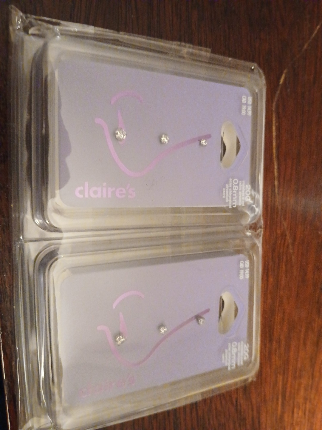 Lot Of (2) Claire’s CZ Nose Stud Set 20G 0.8mm Stainless Steel. MSRP/Lot $30!