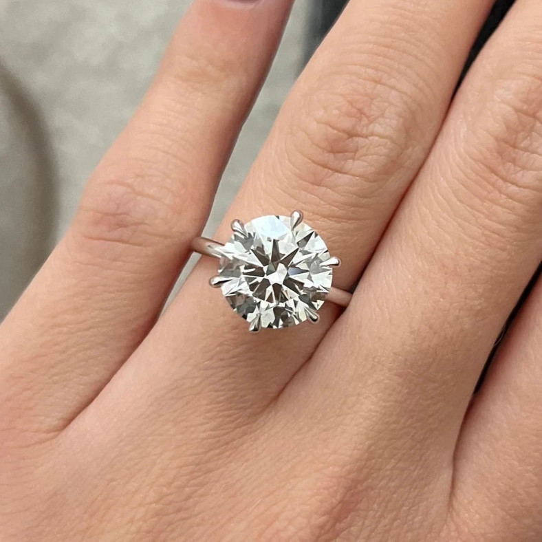 IGI 7Ct Round-Cut EF/VS1 Lab Grown Diamond Solitaire Wedding Ring Platinum 950