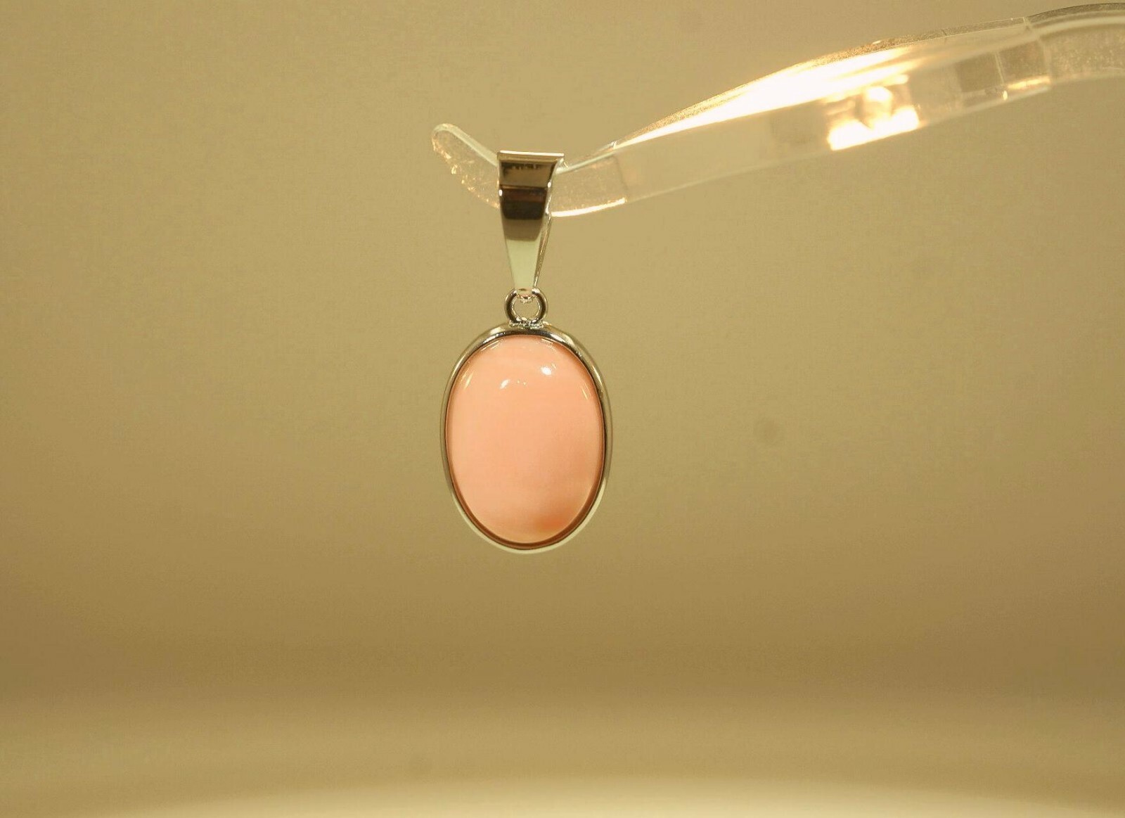 11.5MM SOLID 925 SILVER 10X14MM 4.0CTS GENUINE NATURAL OVAL PINK CORAL PENDANT