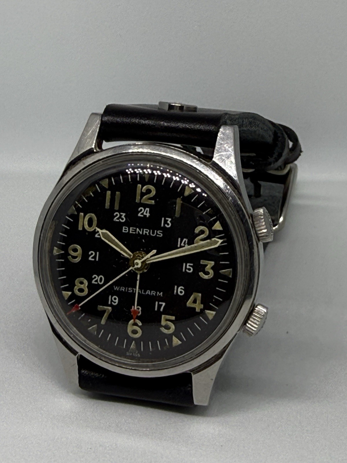 Benrus Vintage 3021 “Steve McQueen” Rare Dual Crown Alarm Watch 1960’s
