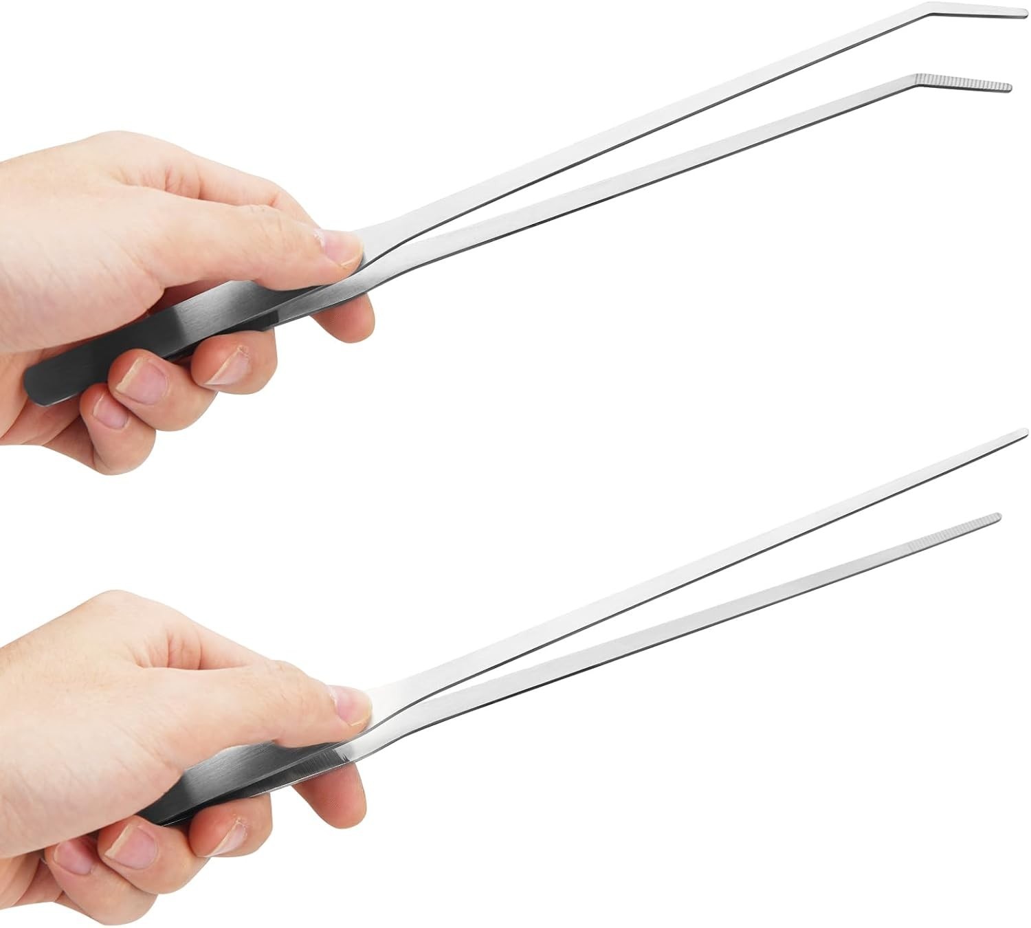 2PCS Long Aquarium Tweezers 10.6″ Straight and Curved Tweezers Stainless Steel