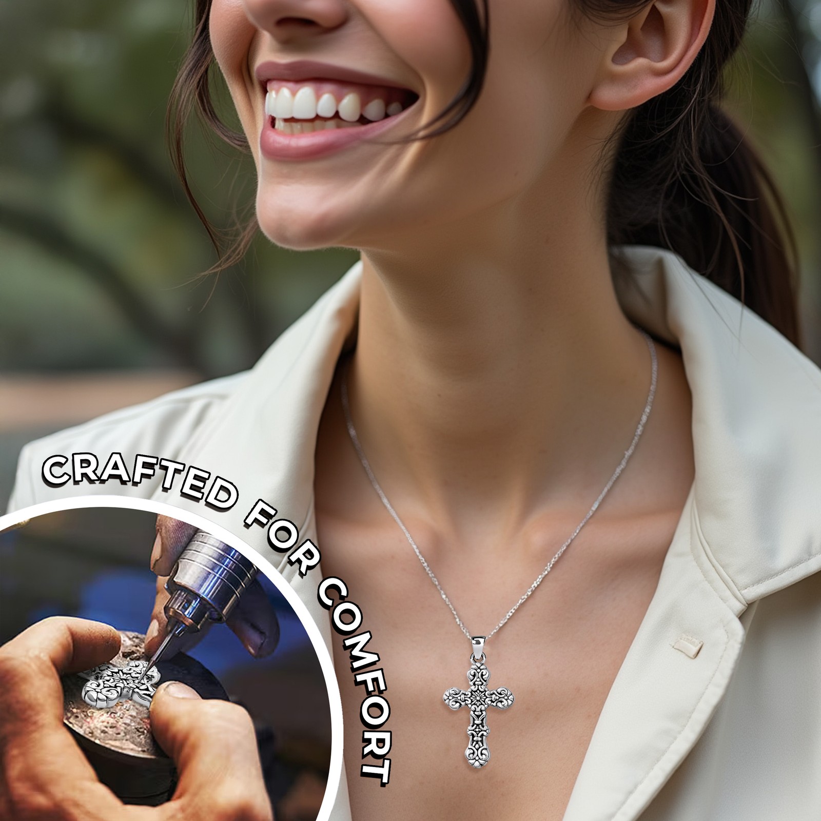 Cross Pendant without Chain in Sterling Silver 3.20 Grams