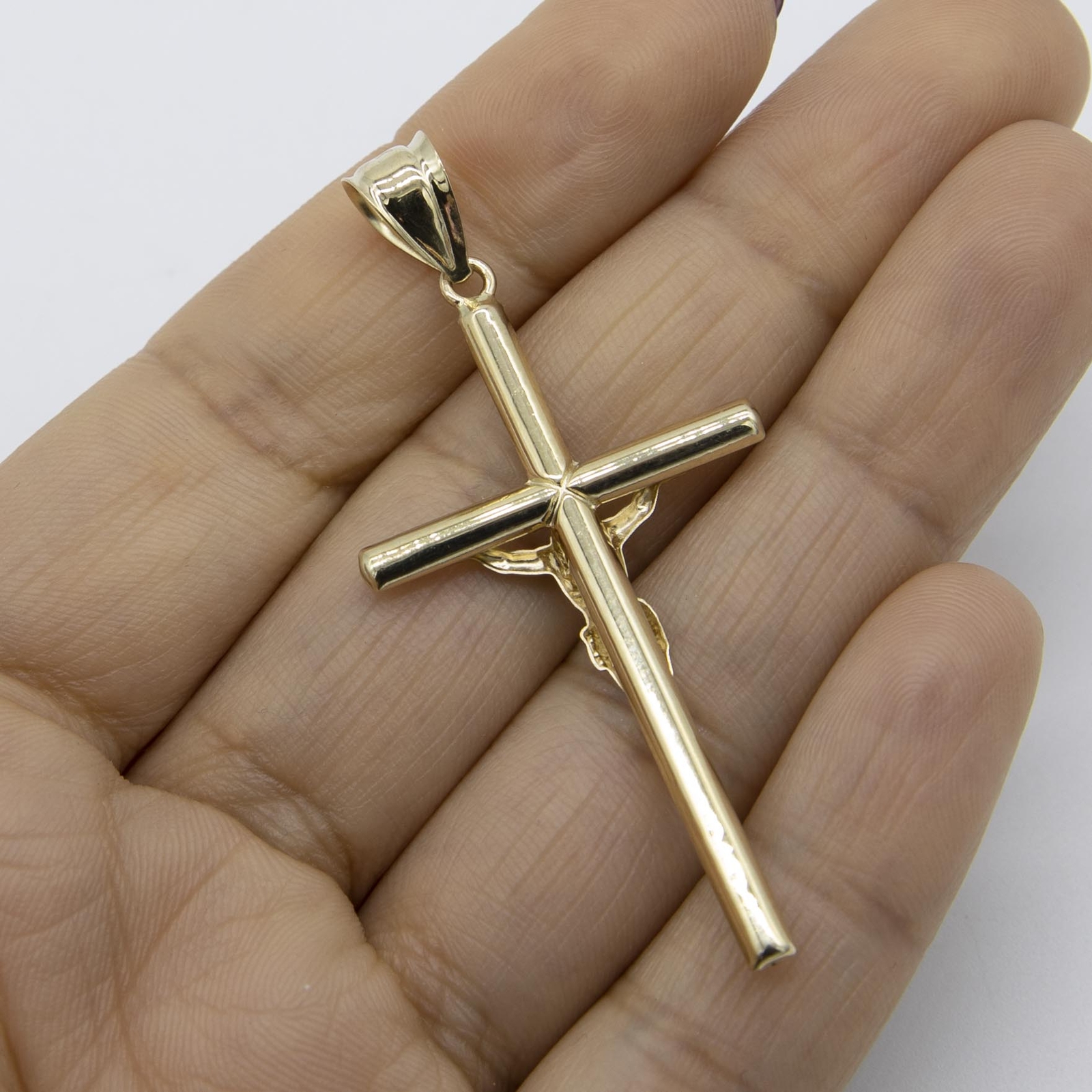 2 1/4″ Jesus Crucifix Cross Pendant Real 14K Yellow White Gold