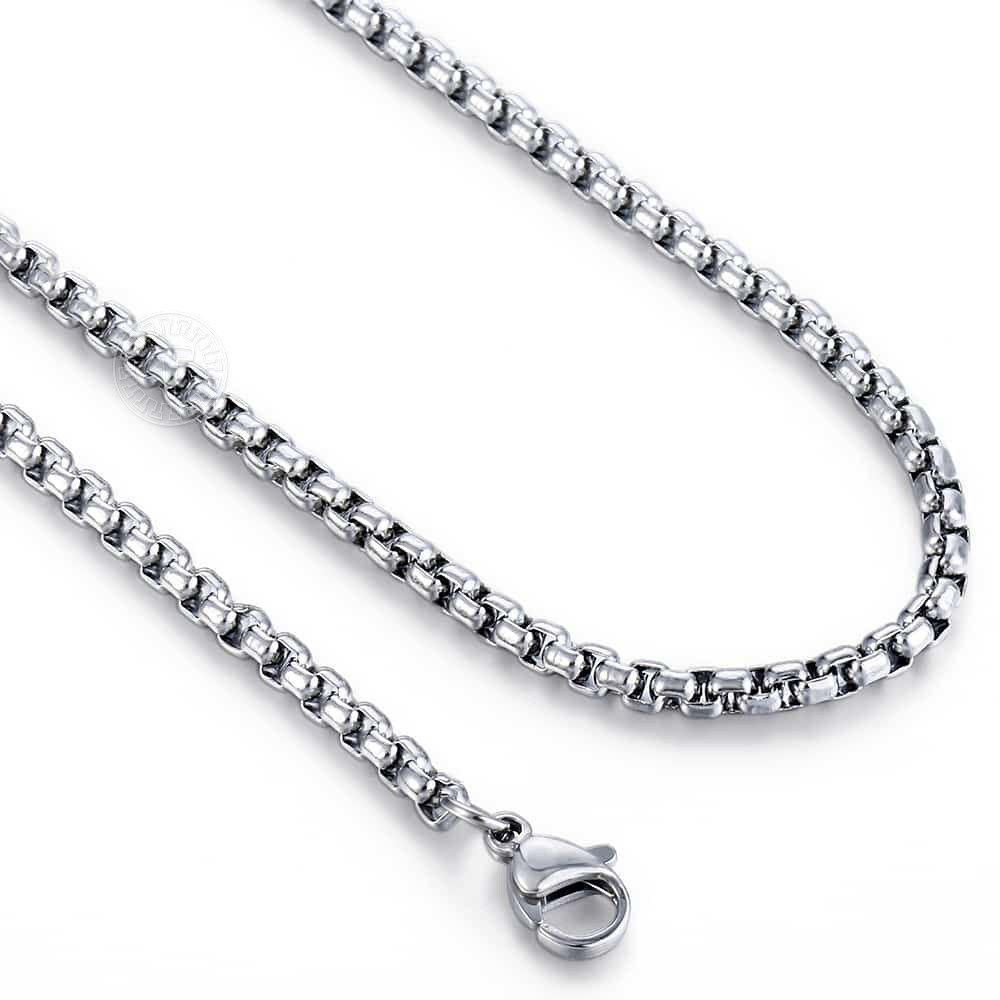 3mm Box Chain Necklace Silver Titanium steel Men Women Chain 18 inch-24 inch