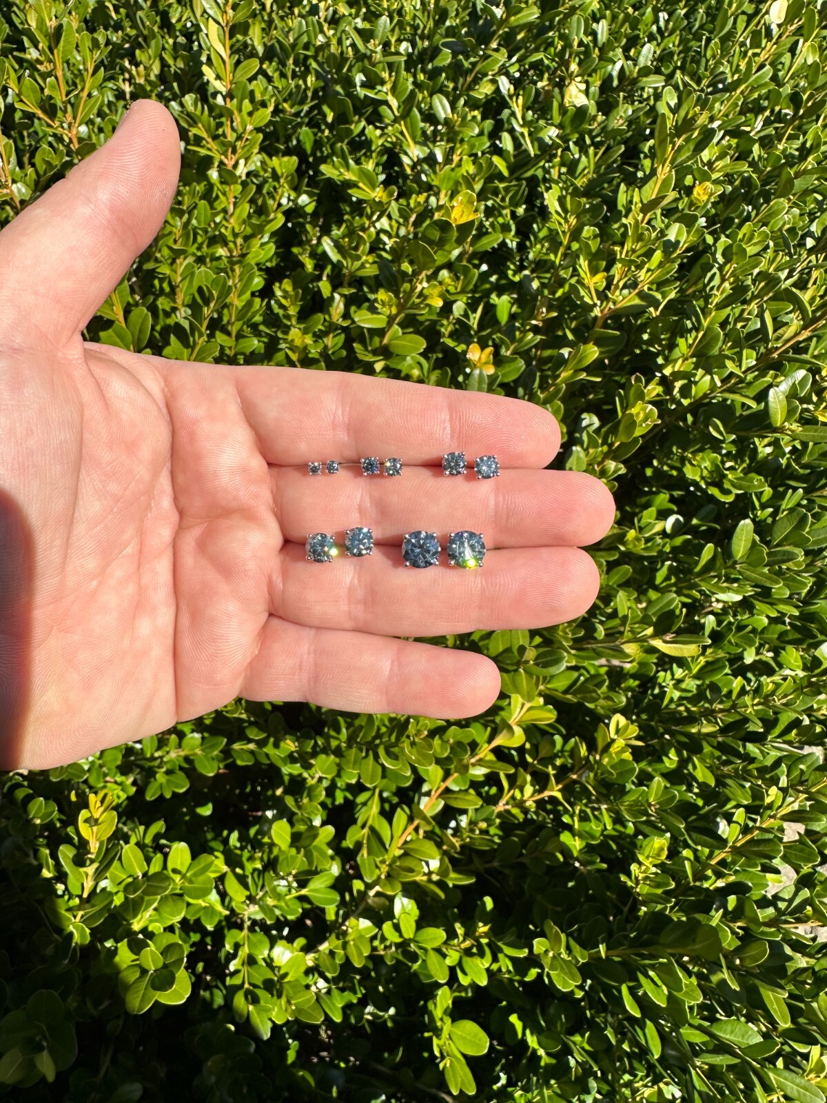 Real Blue Gray Moissanite Screwback Stud Earrings 925 Silver 3-8mm Iced Tester ✅
