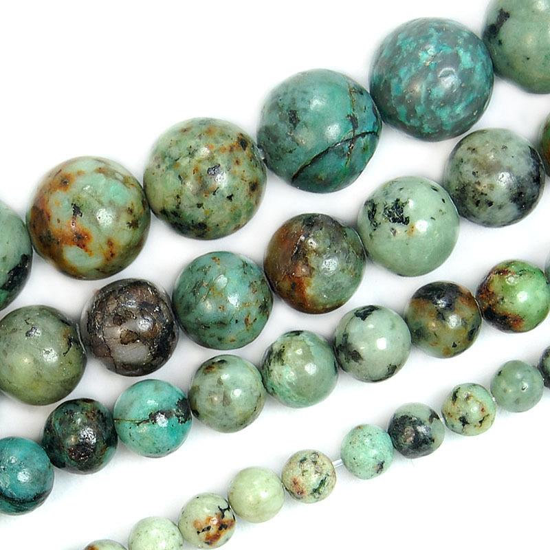Natural Blue African Turquoise Round Gemstone Beads 15.5″ 4 6 8 10 12mm Pick