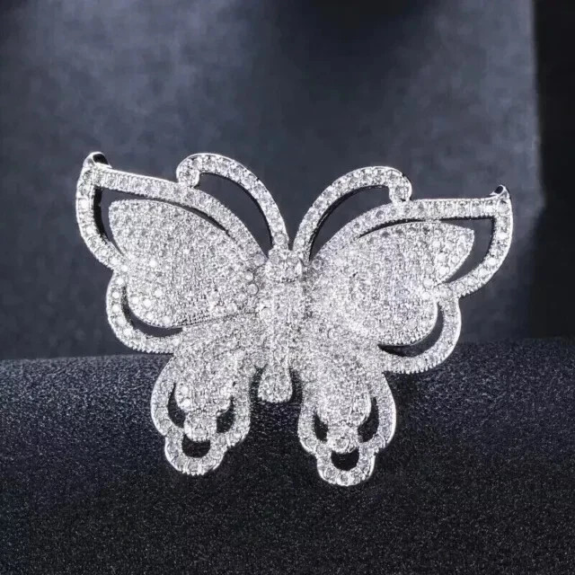 2.30Ct Round Lab-Created Diamond Butterfly Engagement Ring 14K White Gold Plated