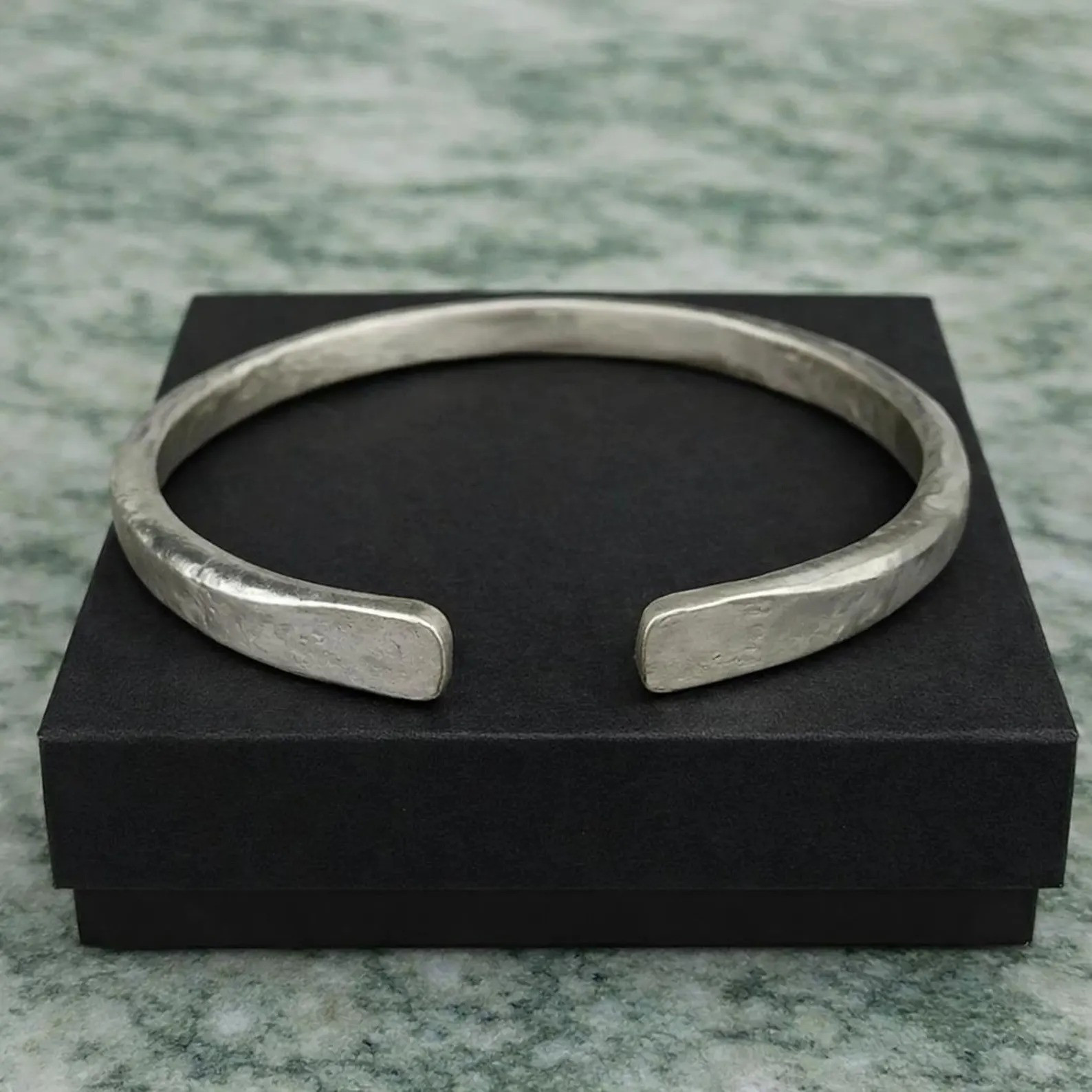 hammered 925Sterling Silver Cuff Bracelet, Minimalist Rustic Bangle