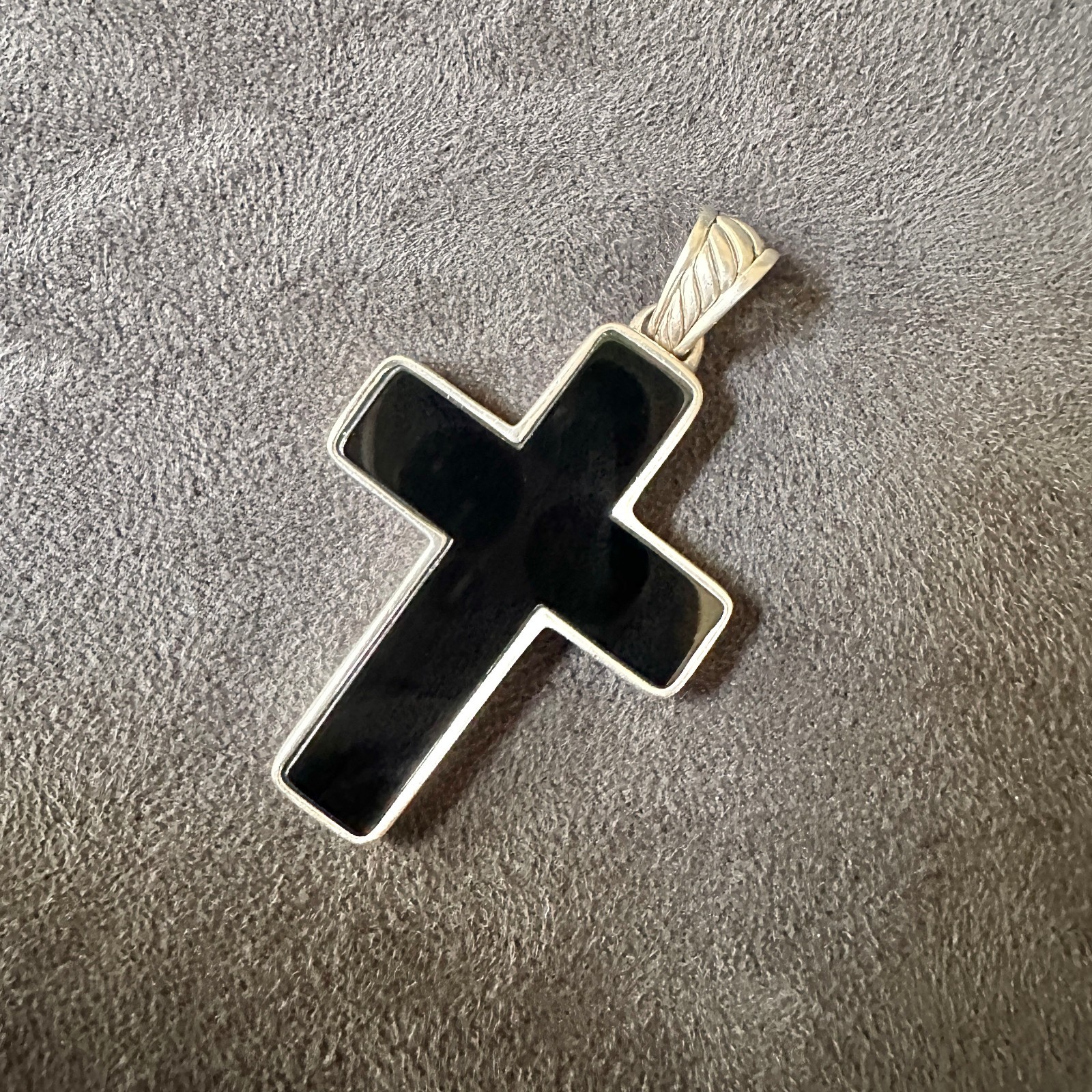 David Yurman Large Chevron Cross Pendant w/ Black Onyx – FREE SHIPPING