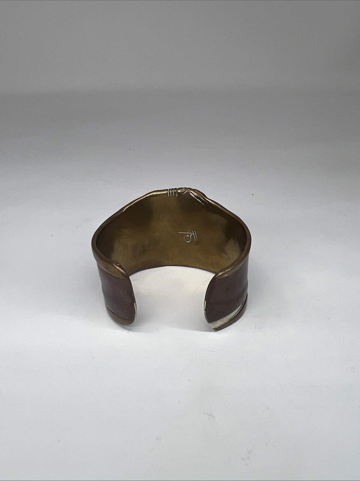 Copper, Brass, Sterling Artisan Earrings And Matching Cuff With Unknown Maker