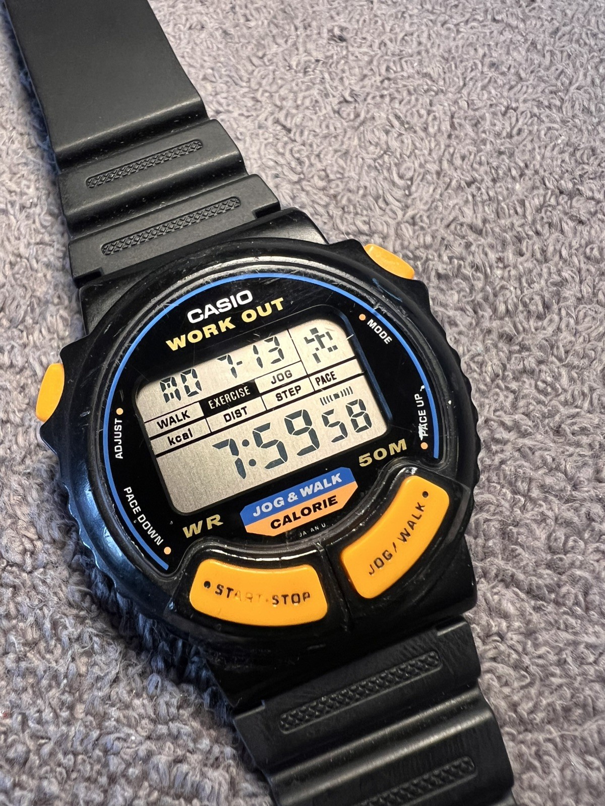 Vintage Casio JC-10 Mens Watch 35mm Black Jog Walk Workout Running Man