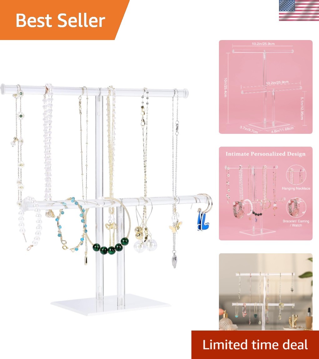 Elegant Clear Acrylic Jewelry Stand – 2-Tier Necklace Holder & Organizer