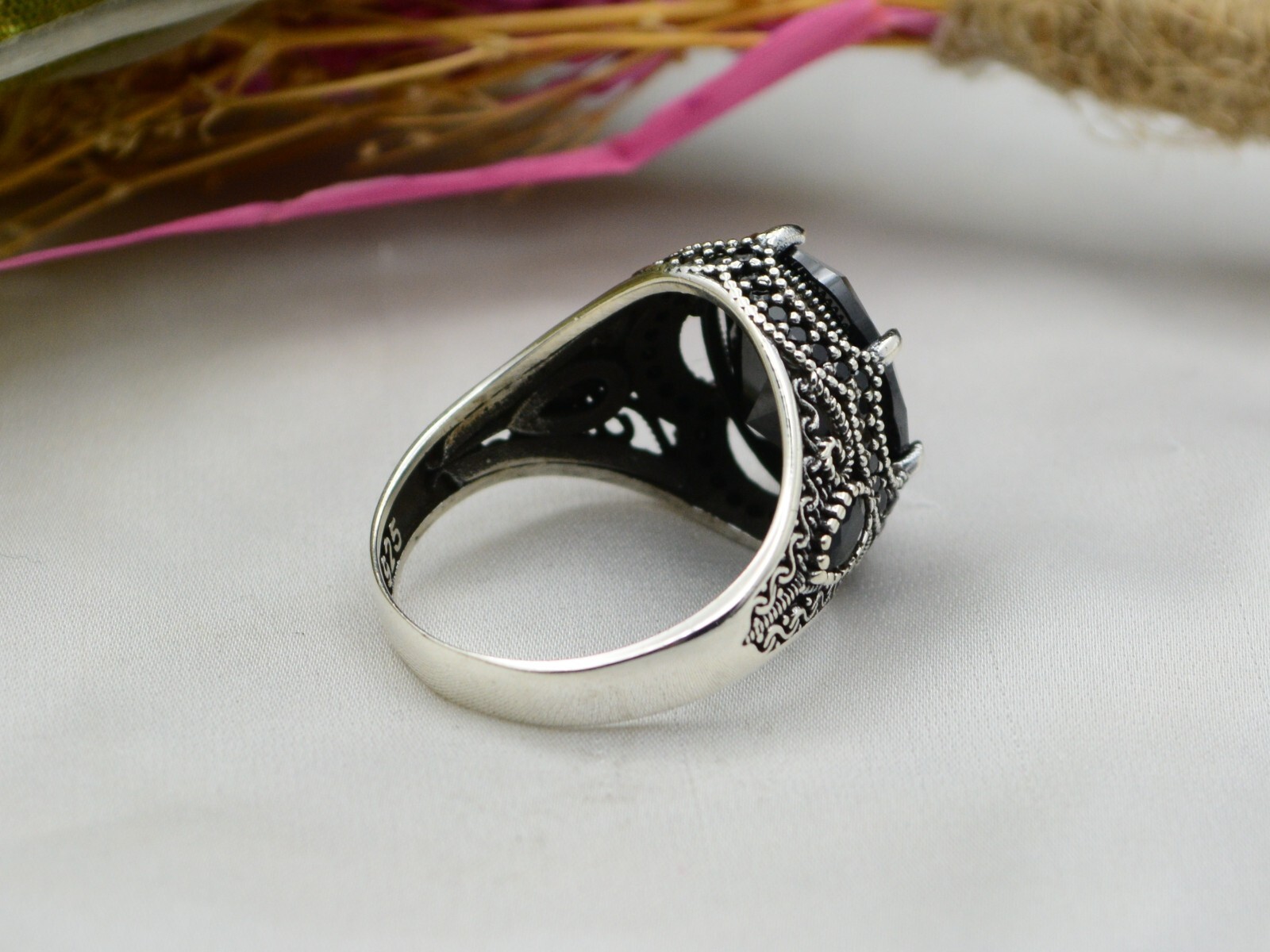 Onyx Black Men’s Ring Solid 925 Sterling Silver Turkish Jewelry All Size