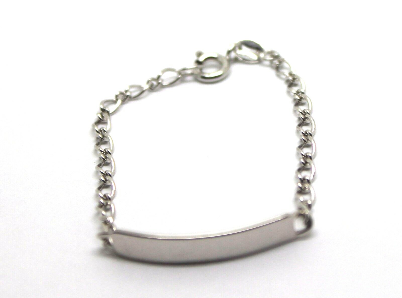 Children 9ct Solid White Gold ID Identification Bracelet – Free Post