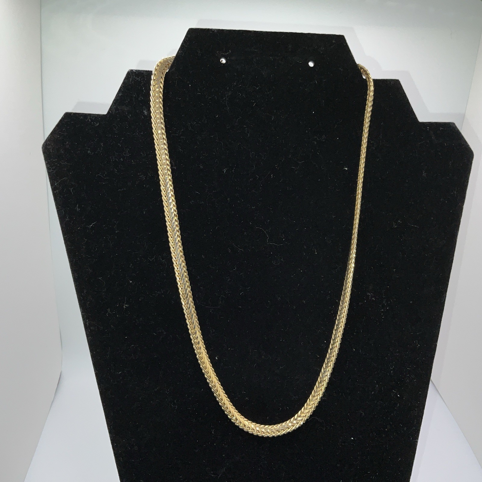14K GP ITARY Wheat Chain Necklace 18.5 “ Lobster Claw 1/4” Wide Stamped VTG