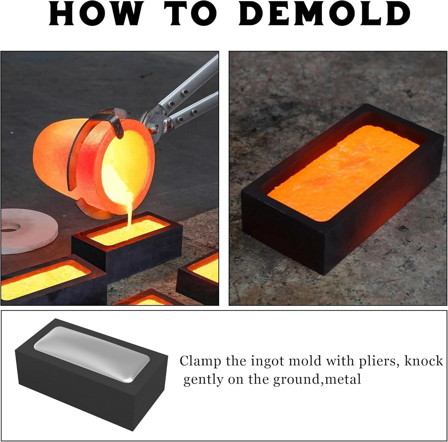 1kg Graphite Mold for Metal Casting, Melting and Refining Gold Silver Tools