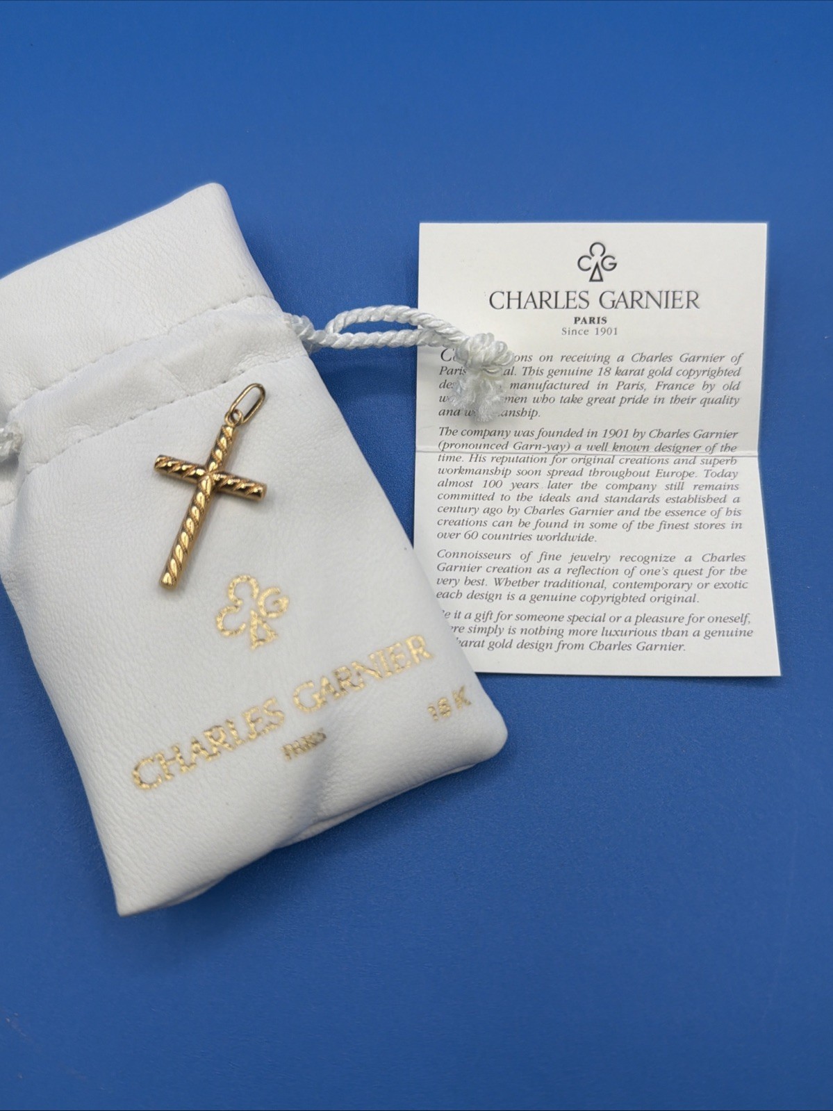 Charles Garner 18K Gold Twist Cross Pendant 0.65g