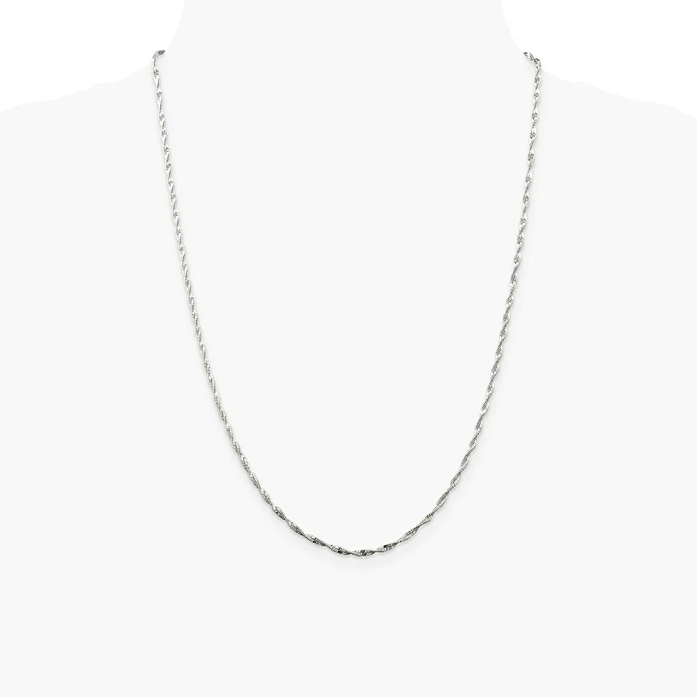 Sterling Silver 2mm Twisted Herringbone Chain Necklace 16″-24″
