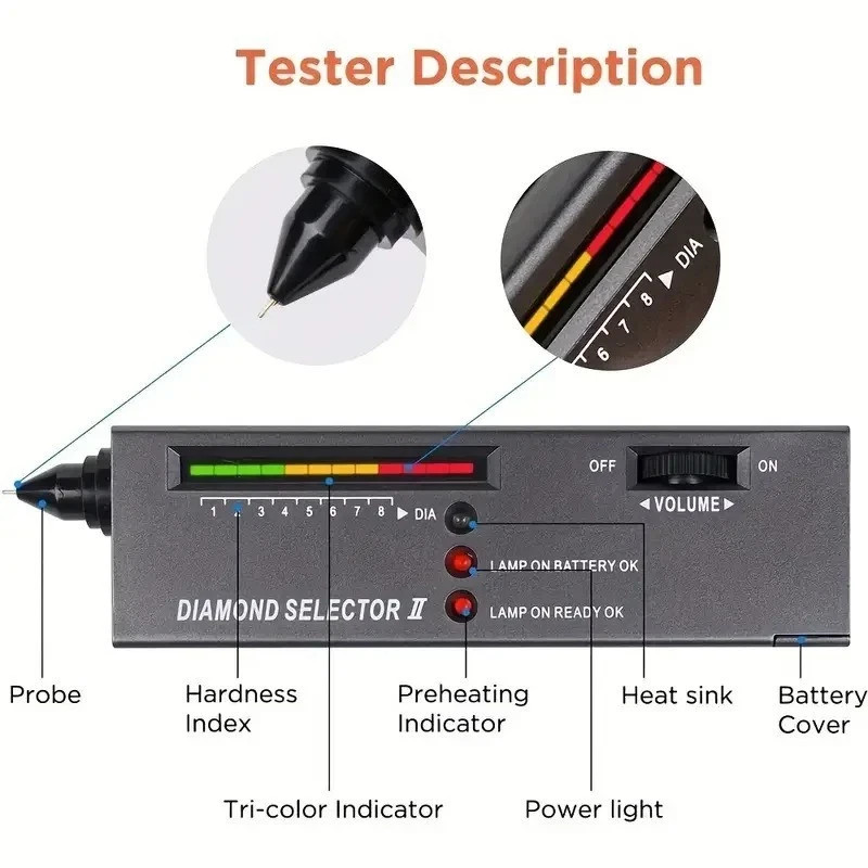Diamond Tester Portable Gem Selector Gemstone Jeweler Tool Testing Kit Pen