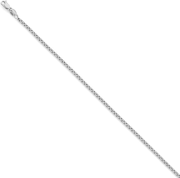 Real 14k White Gold 1.8mm Semi-Solid Half Round Box Chain 16 18 20 22 24 Inches