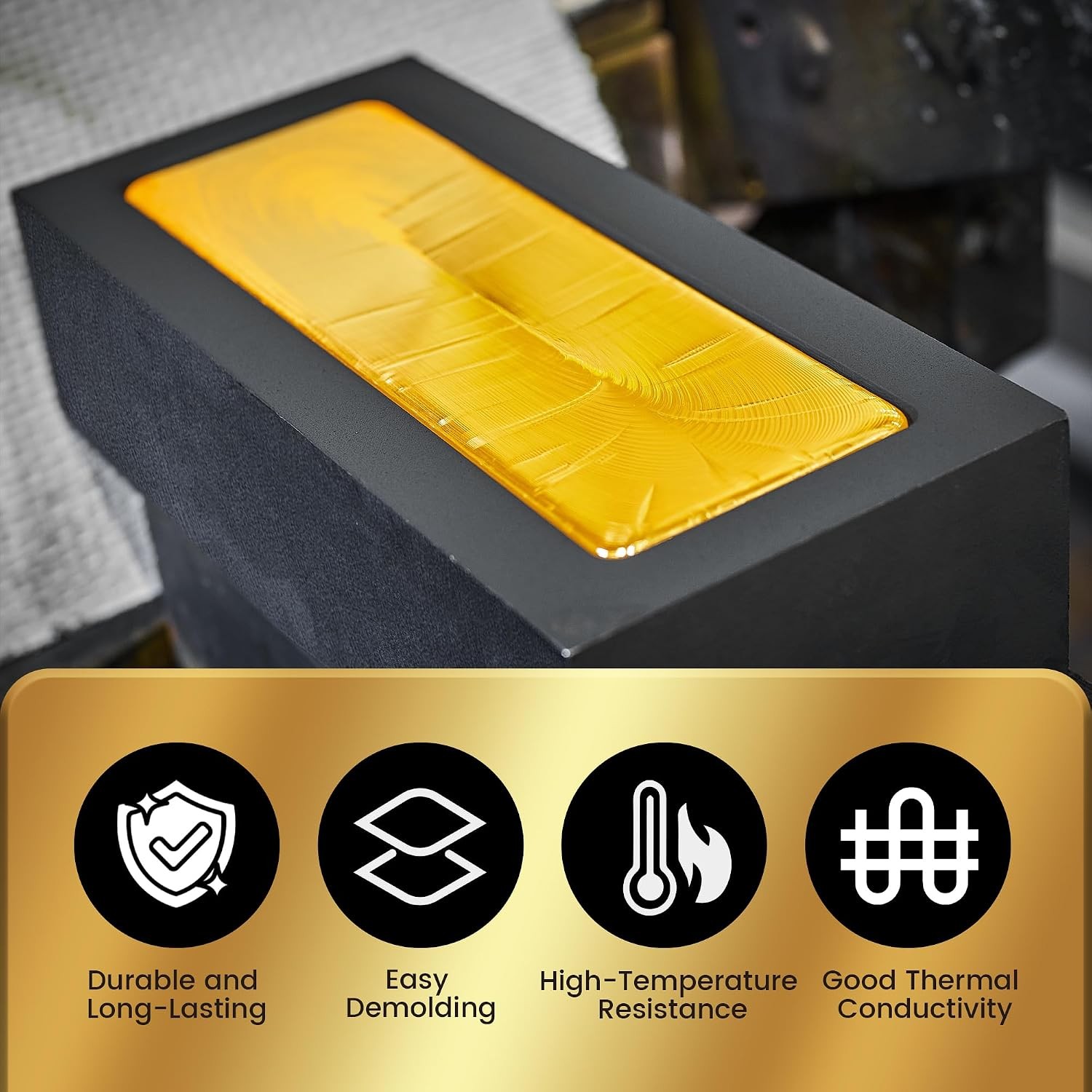 Mmasters 4-Round Premium Graphite Ingot Mold for Metal Casting & Melting | High-