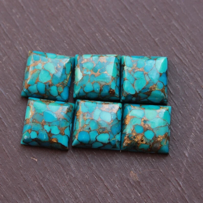 [WHOLESALE] BLUE COPPER TURQUOISE CABOCHON SQUARE SHAPE LOOSE GEMSTONE